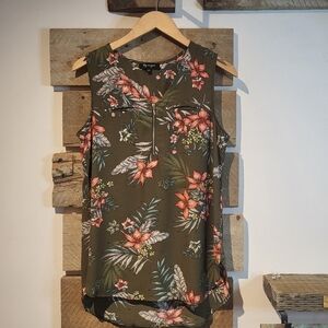 Floral Sleeveless Top - Green